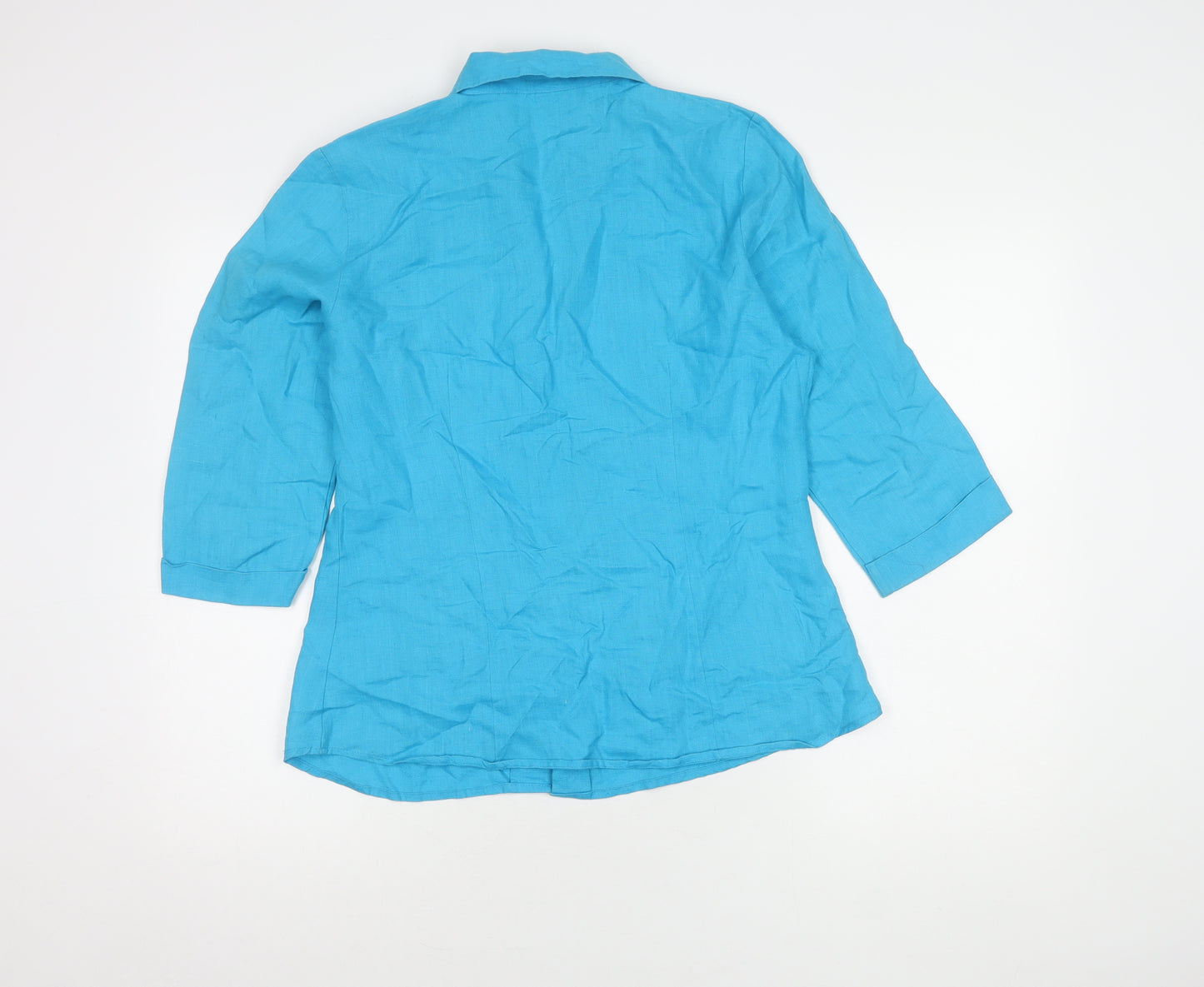 Jamie B Women's Blue Button-Up 3/4 Sleeve Shirt