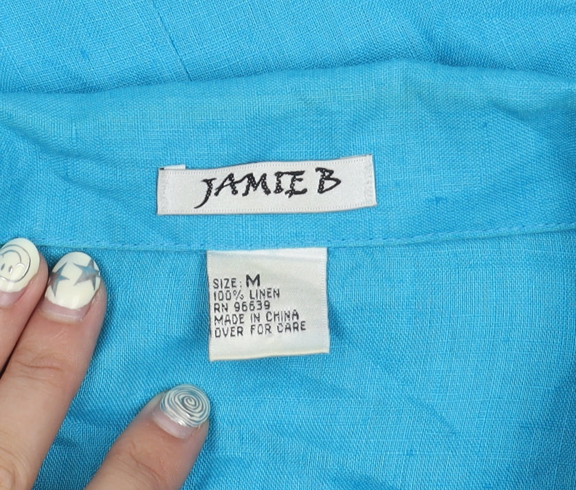 Jamie B Women's Blue Button-Up 3/4 Sleeve Shirt