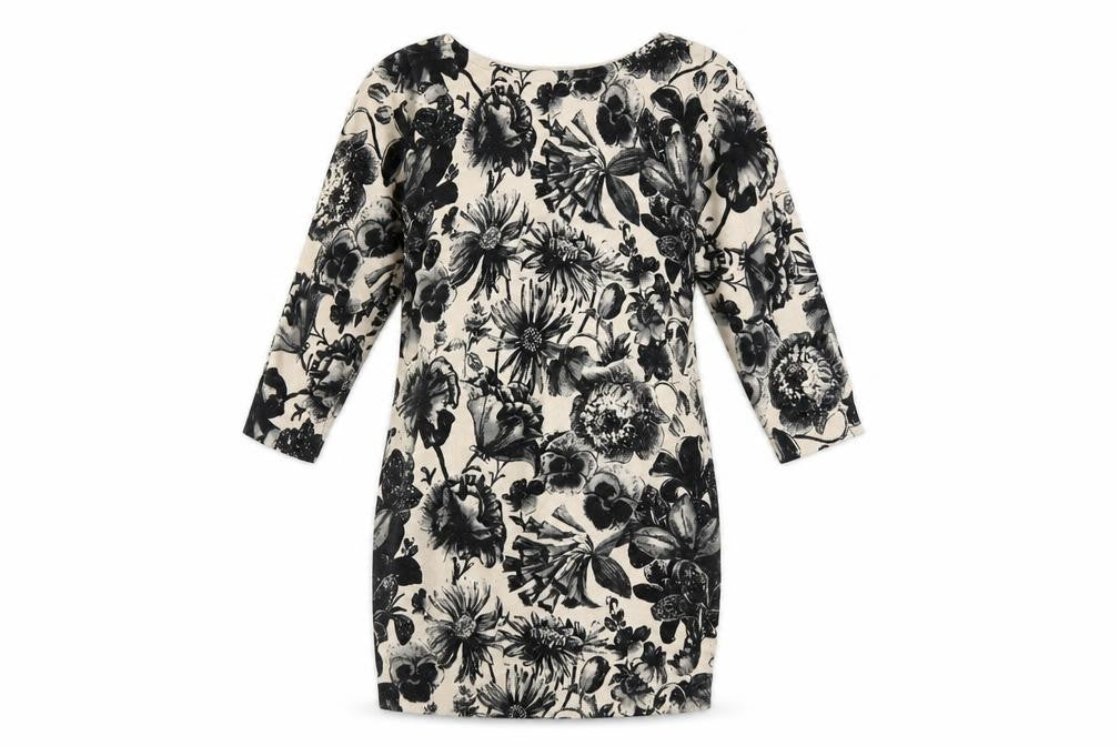 Front view of Next Women's Beige Floral Knit Dress, size 10
