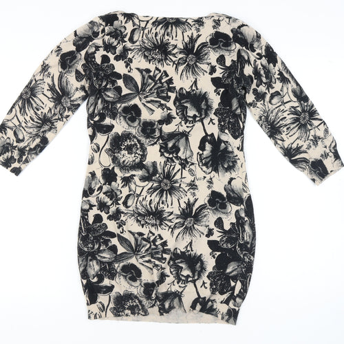 Next Women's Beige Floral Knit Dress Size 10