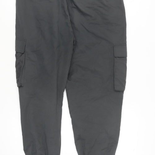 Zara Unisex Black Cargo Trousers, Size L, Elastic Waist