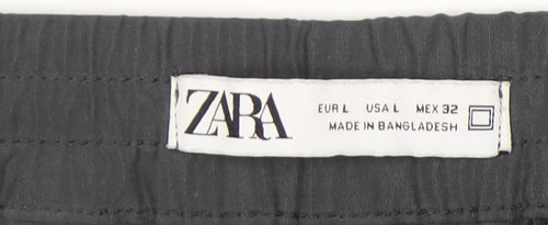 Zara Unisex Black Cargo Trousers, Size L, Elastic Waist