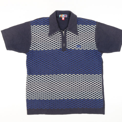 Hooch Men's Blue Full Zip Knit Jumper Size 2