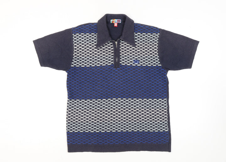 Hooch Men's Blue Full Zip Knit Jumper Size 2