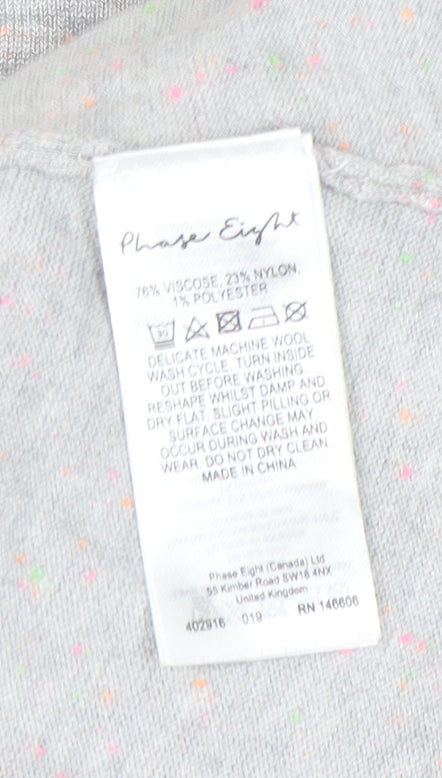 Phase Eight Women's Grey Jumper, Size 12, Knit, 3/4 Sleeve