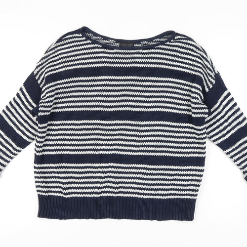 Topshop Women's Blue Striped Pullover Jumper Size 10