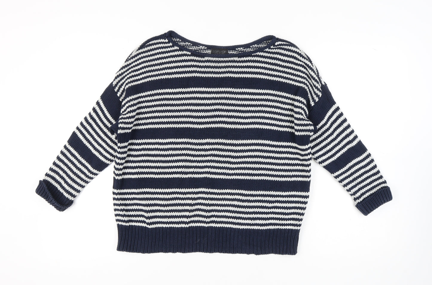 Topshop Women's Blue Striped Pullover Jumper Size 10