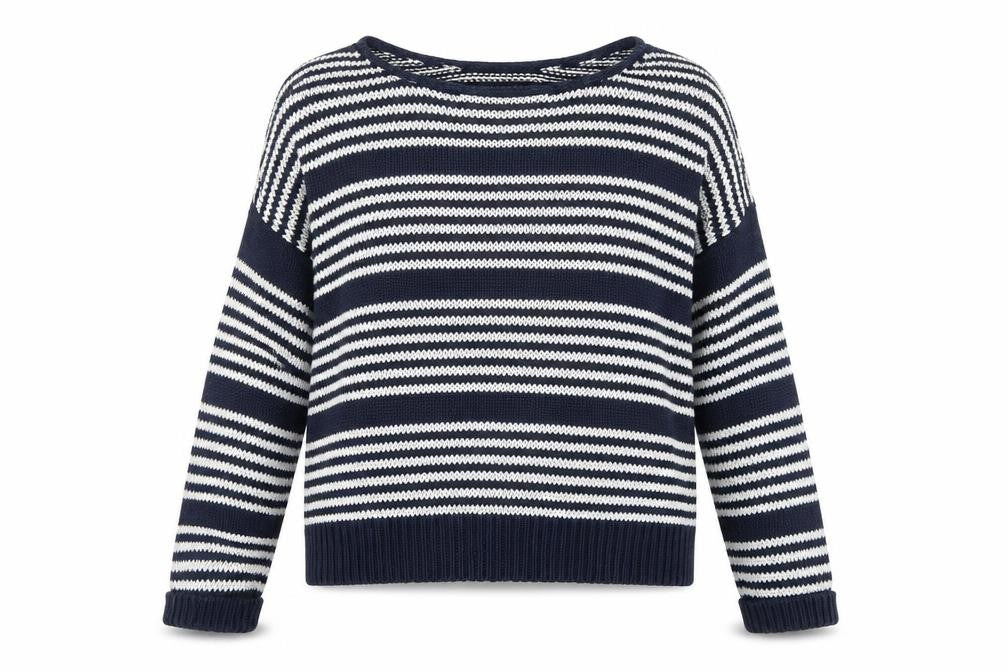 Front view of Topshop Women's Blue Striped jumper, size 10