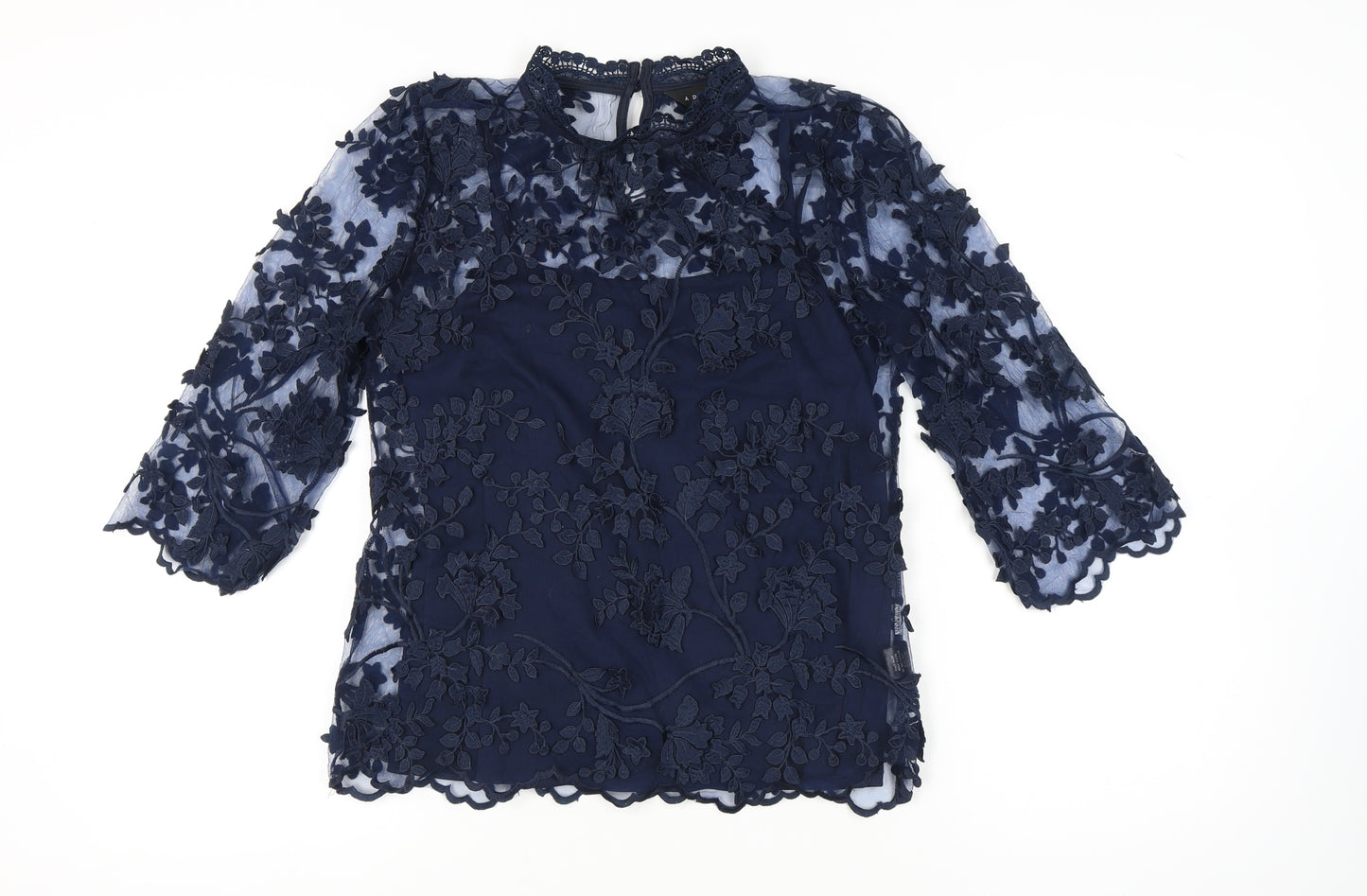 ADIVA Women's Blue Embroidered Lace Blouse M