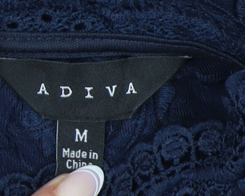 ADIVA Women's Blue Embroidered Lace Blouse M