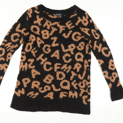 Topshop Women's Black Crew Neck Pullover Jumper Size 8