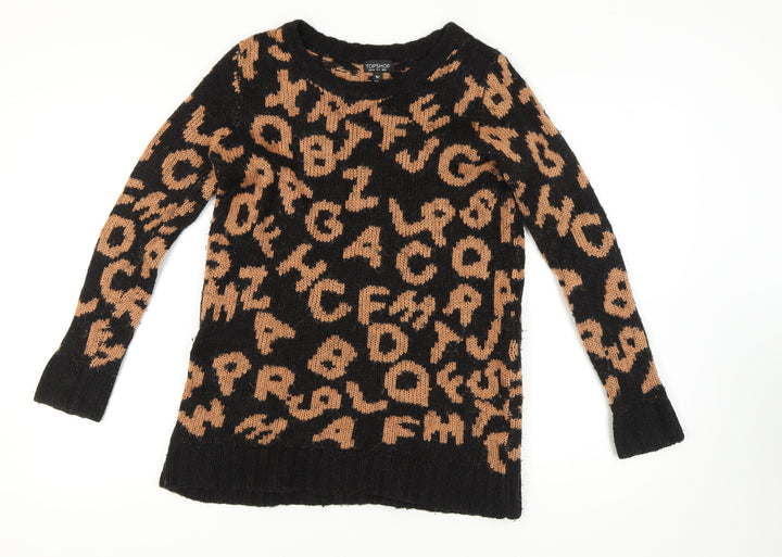 Topshop Women's Black Crew Neck Pullover Jumper Size 8
