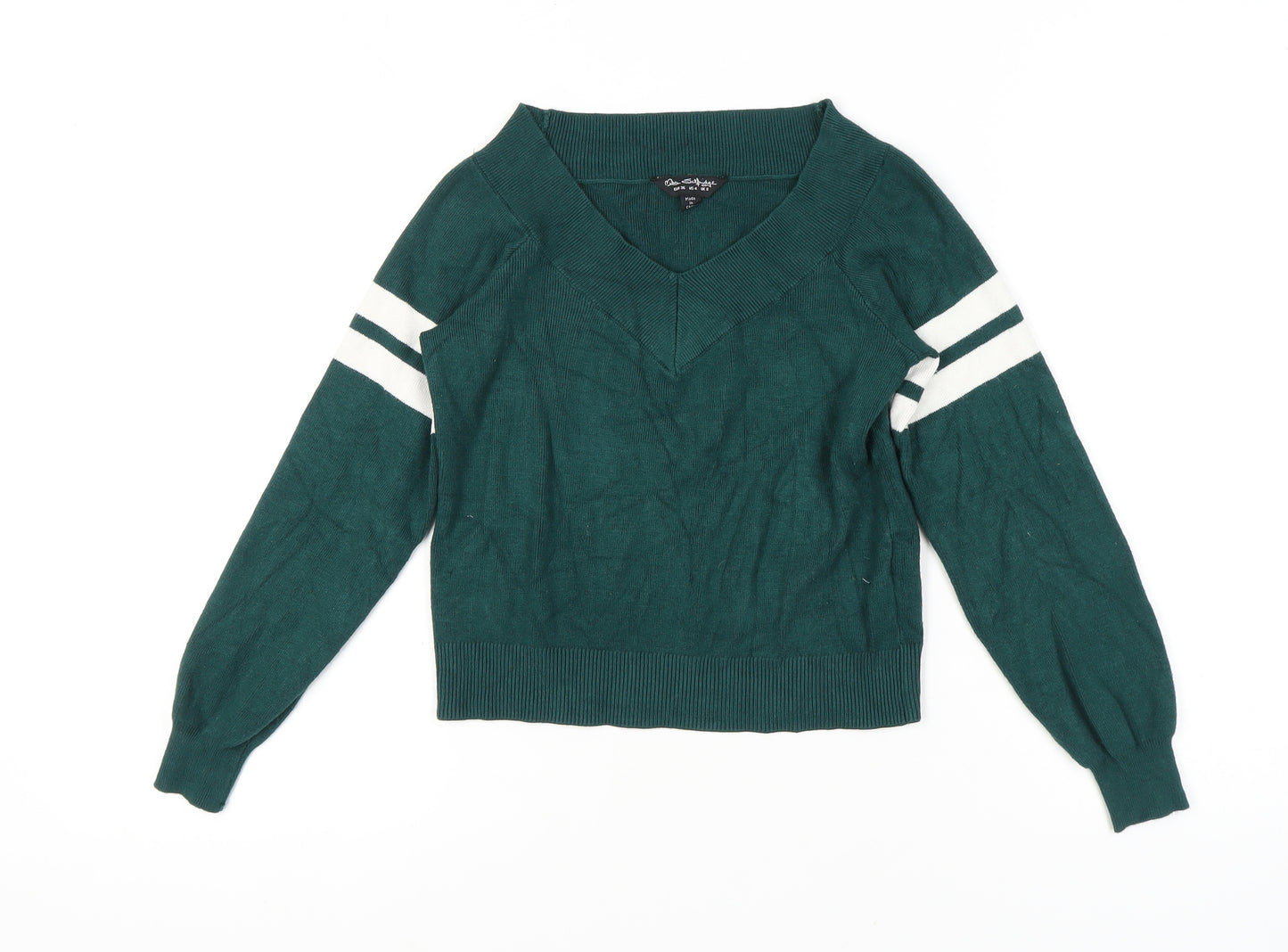 Miss Selfridge Women's V-Neck Green Jumper Size 8