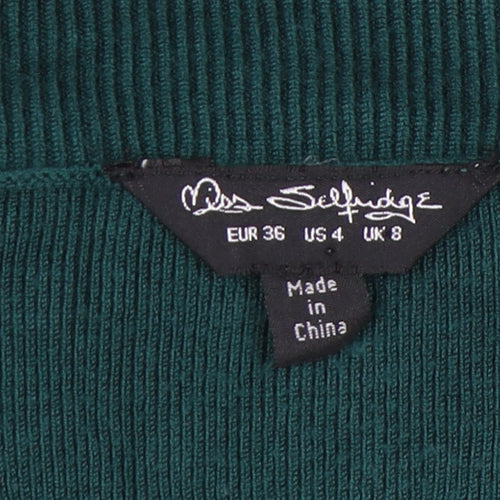 Miss Selfridge Women's V-Neck Green Jumper Size 8