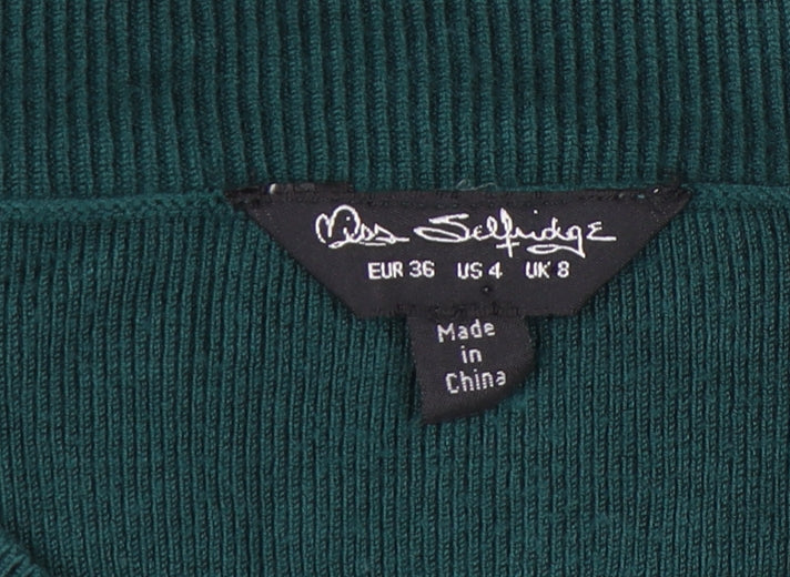 Miss Selfridge Women's V-Neck Green Jumper Size 8
