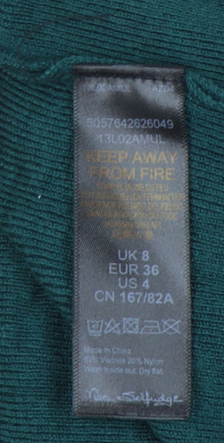 Miss Selfridge Women's V-Neck Green Jumper Size 8