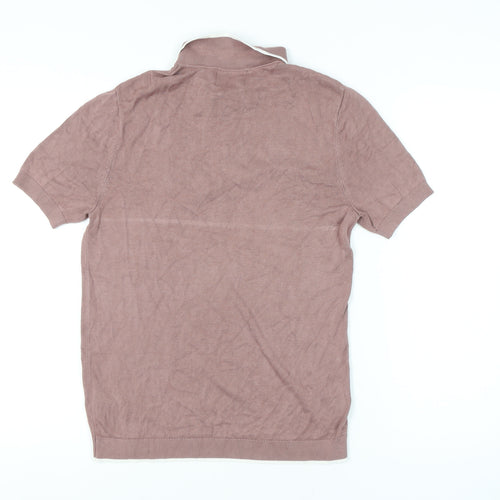 Topman Men's Brown M Polo Shirt with 1/4 Zip