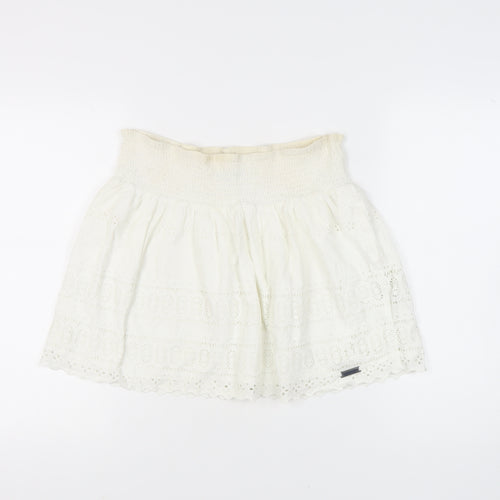 Superdry Women's White A-Line Skirt with Embroidery