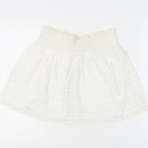 Superdry Women's White A-Line Skirt with Embroidery