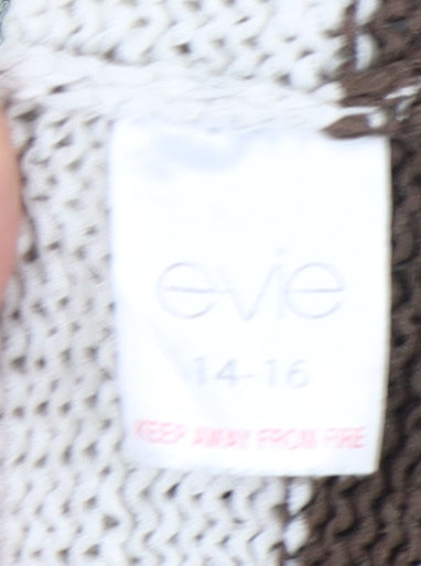 Evie Women's Brown Beige Striped Pullover Jumper Size 14