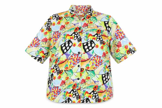 Front view of Essentials Women's Multicoloured Geometric Button-Up Shirt