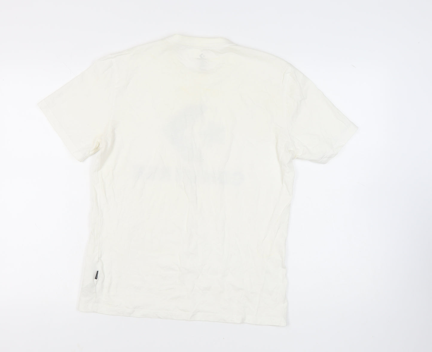 Converse Men's White T-Shirt Size S Crew Neck Logo