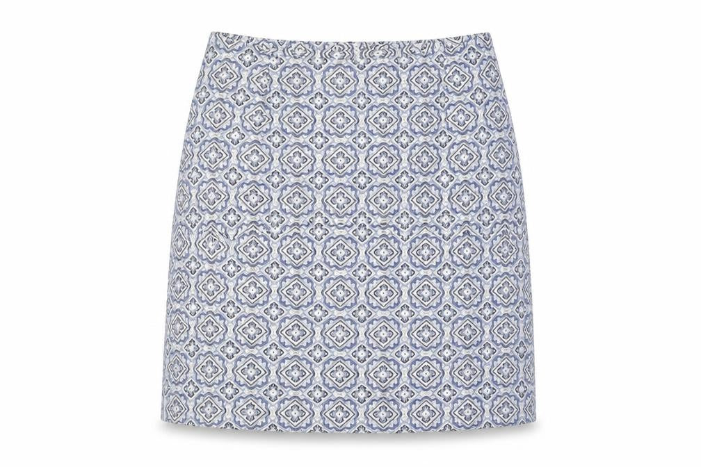 Front view of New Look Women's Blue Geometric Pencil Skirt -, size 10