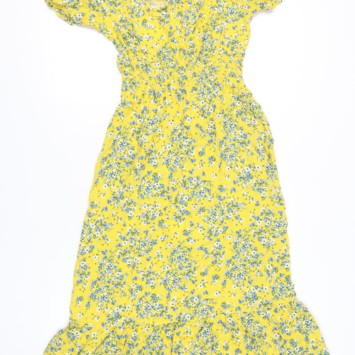 M&Co Women's Yellow Floral Midi Dress, UK 10
