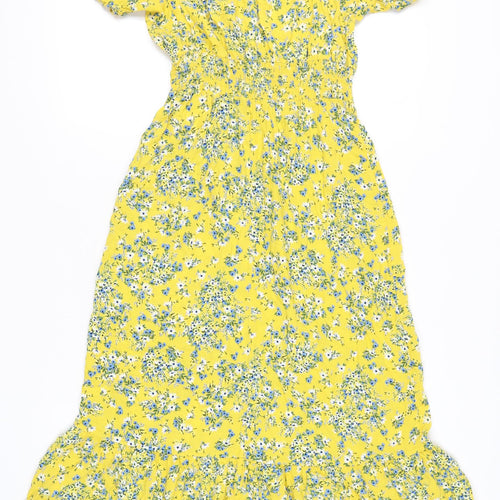 M&Co Women's Yellow Floral Midi Dress, UK 10