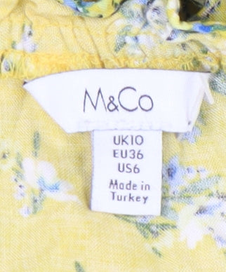 M&Co Women's Yellow Floral Midi Dress, UK 10
