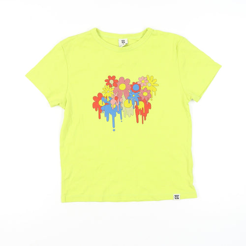 Lucy & Yak Women's Yellow T-Shirt, Medium, Flower Theme