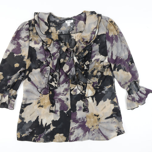 JAIPUR Women's Multicoloured Floral Ruffle Blouse, Size L