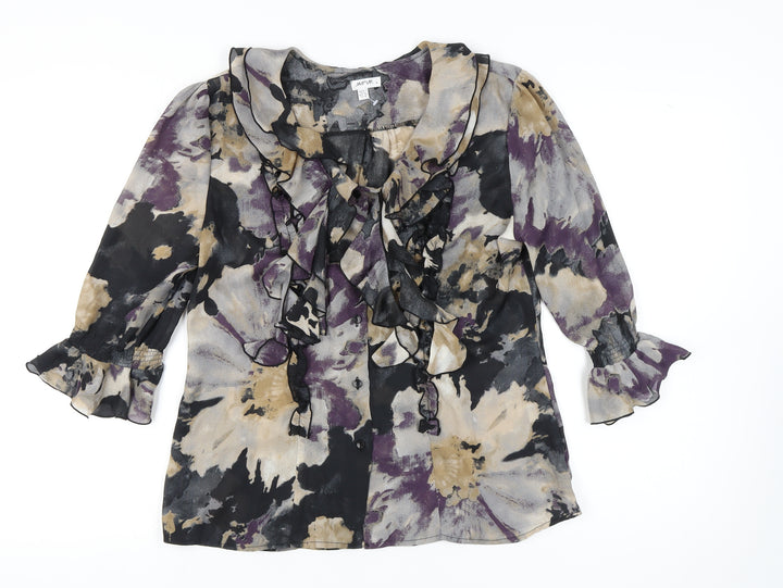 JAIPUR Women's Multicoloured Floral Ruffle Blouse, Size L