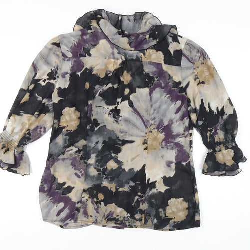 JAIPUR Women's Multicoloured Floral Ruffle Blouse, Size L