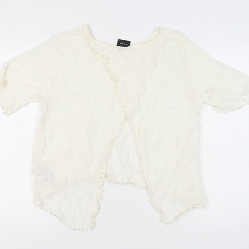 VILA Women’s Ivory Blouse, Medium, Short Sleeve