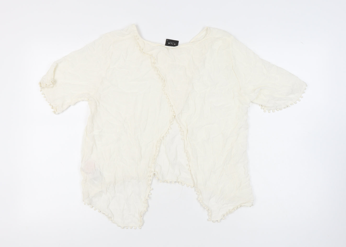VILA Women’s Ivory Blouse, Medium, Short Sleeve