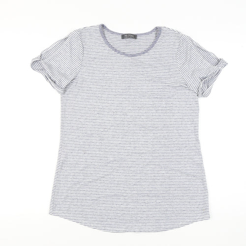 Mr Max Fashions Women's Blue Striped T-Shirt Size M