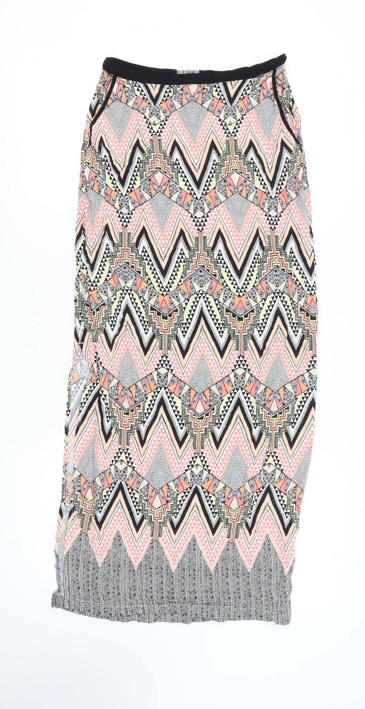 Warehouse Multicoloured Geometric Midi Skirt - Size 10