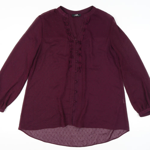 Wallis Women's Purple Blouse Size 14 with Ruffles