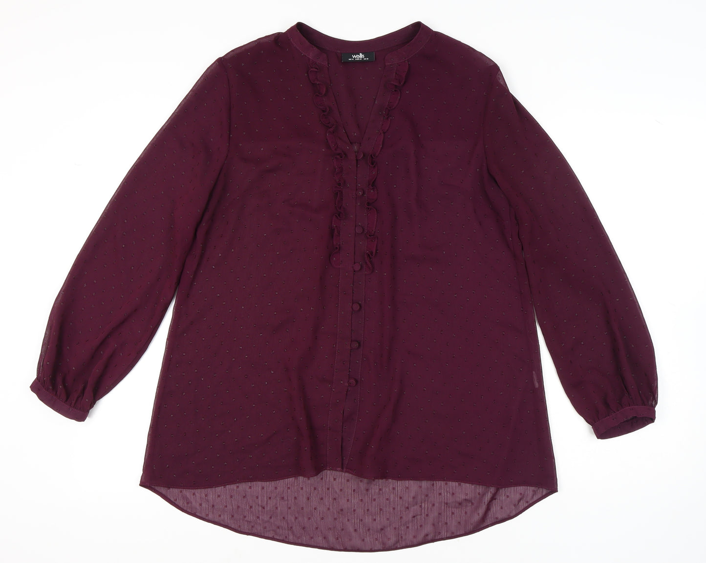 Wallis Women's Purple Blouse Size 14 with Ruffles