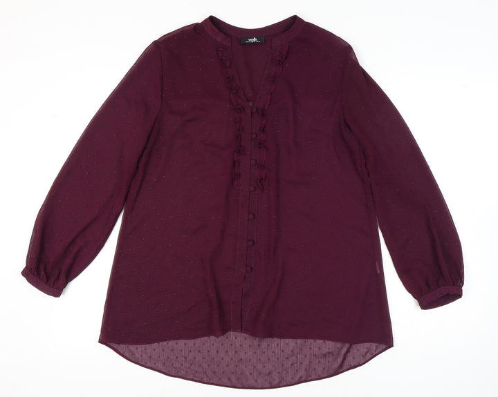 Wallis Women's Purple Blouse Size 14 with Ruffles