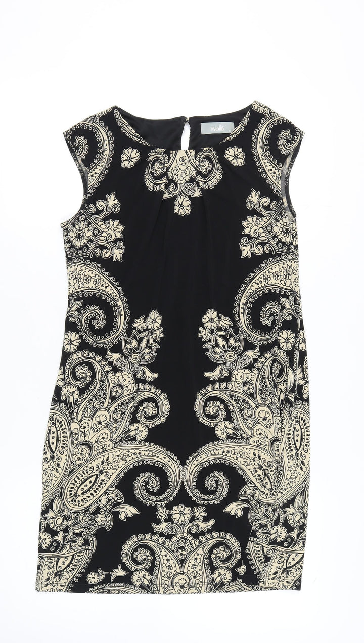 Wallis Women's Black Paisley Shift Dress Size 12