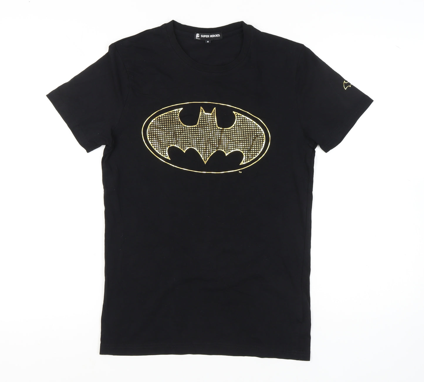 Super Heroes Black Batman T-Shirt M Unisex Adults