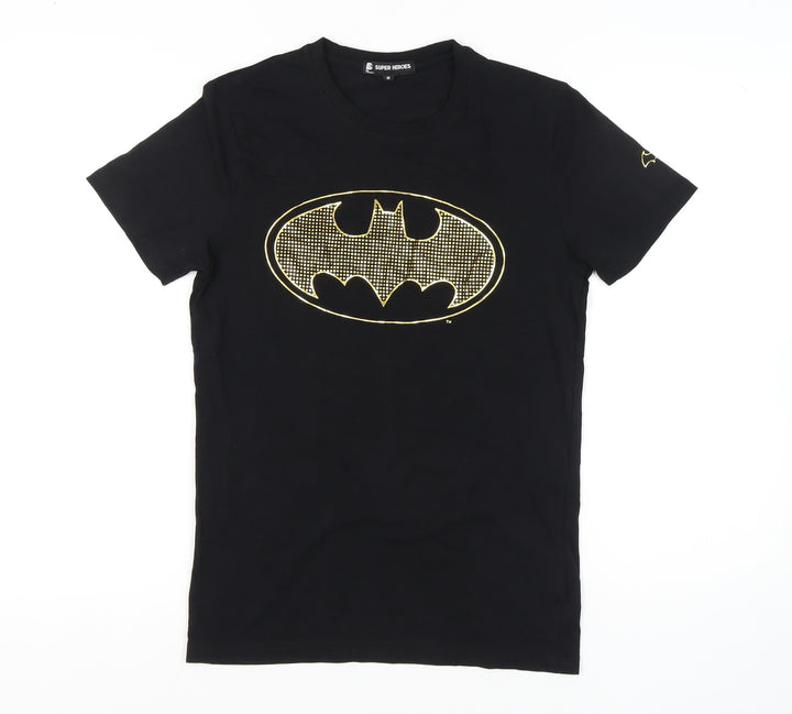 Super Heroes Black Batman T-Shirt M Unisex Adults