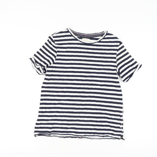 White Stuff Women's Black Striped T-Shirt - Size 8
