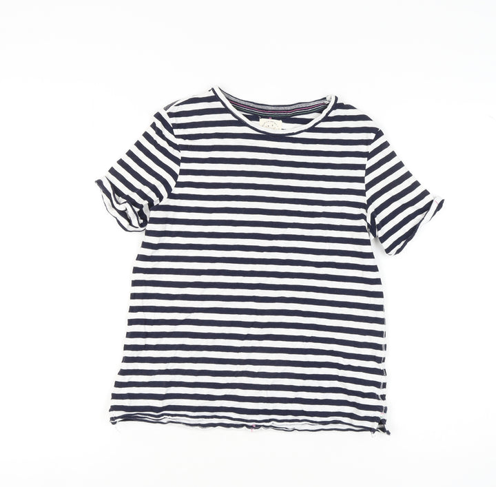 White Stuff Women's Black Striped T-Shirt - Size 8