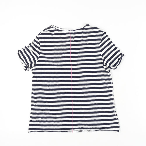White Stuff Women's Black Striped T-Shirt - Size 8