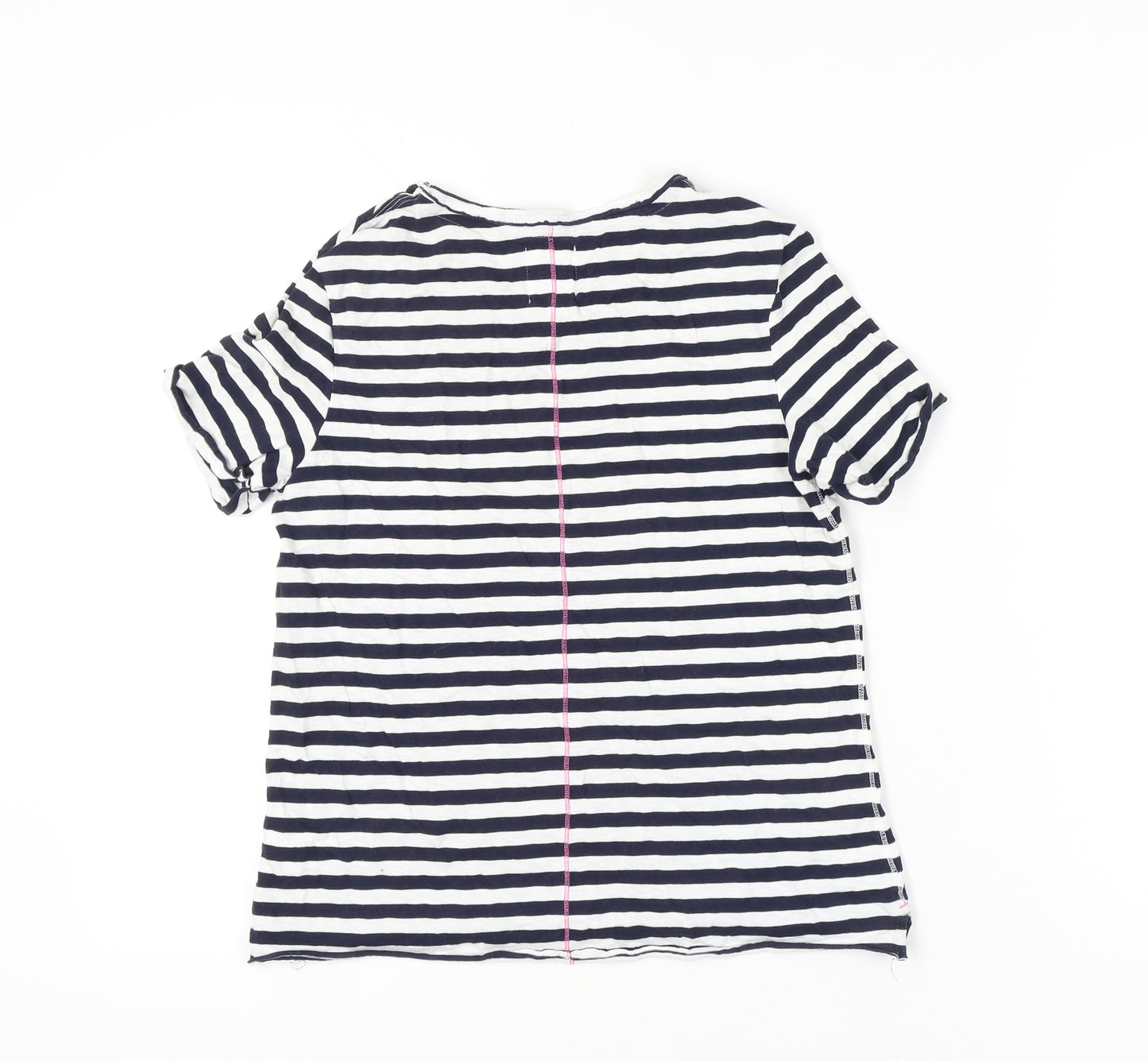 White Stuff Women's Black Striped T-Shirt - Size 8