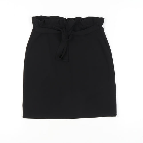 Lipsy Women's Black Pencil Skirt Size 6, High Waist, Tie Closure