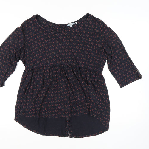 FatFace Women's Black Floral Tunic Blouse Size 16